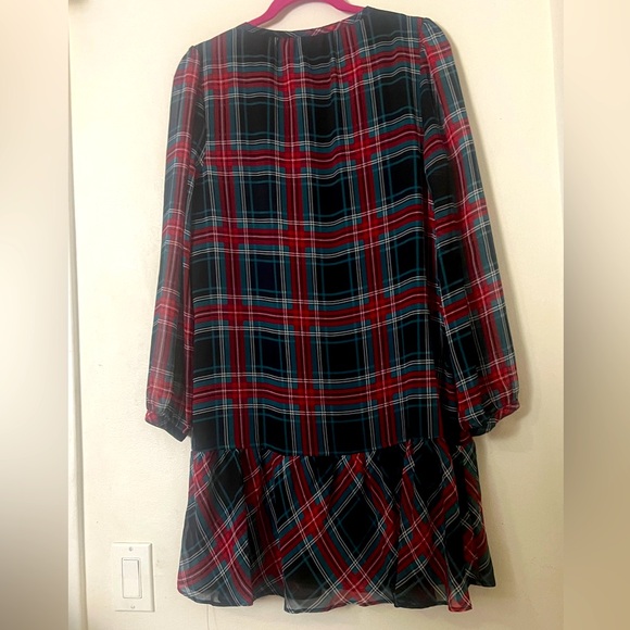 Draper James Red and Blue Ruffled Bishop Sleeve Dress - Picture 6 of 16